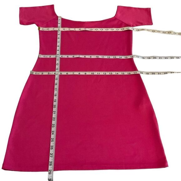Doublju Womens Pink Short Sleeve Scoop Neck Bodycon Mini Dress Size 1X - Picture 5 of 9